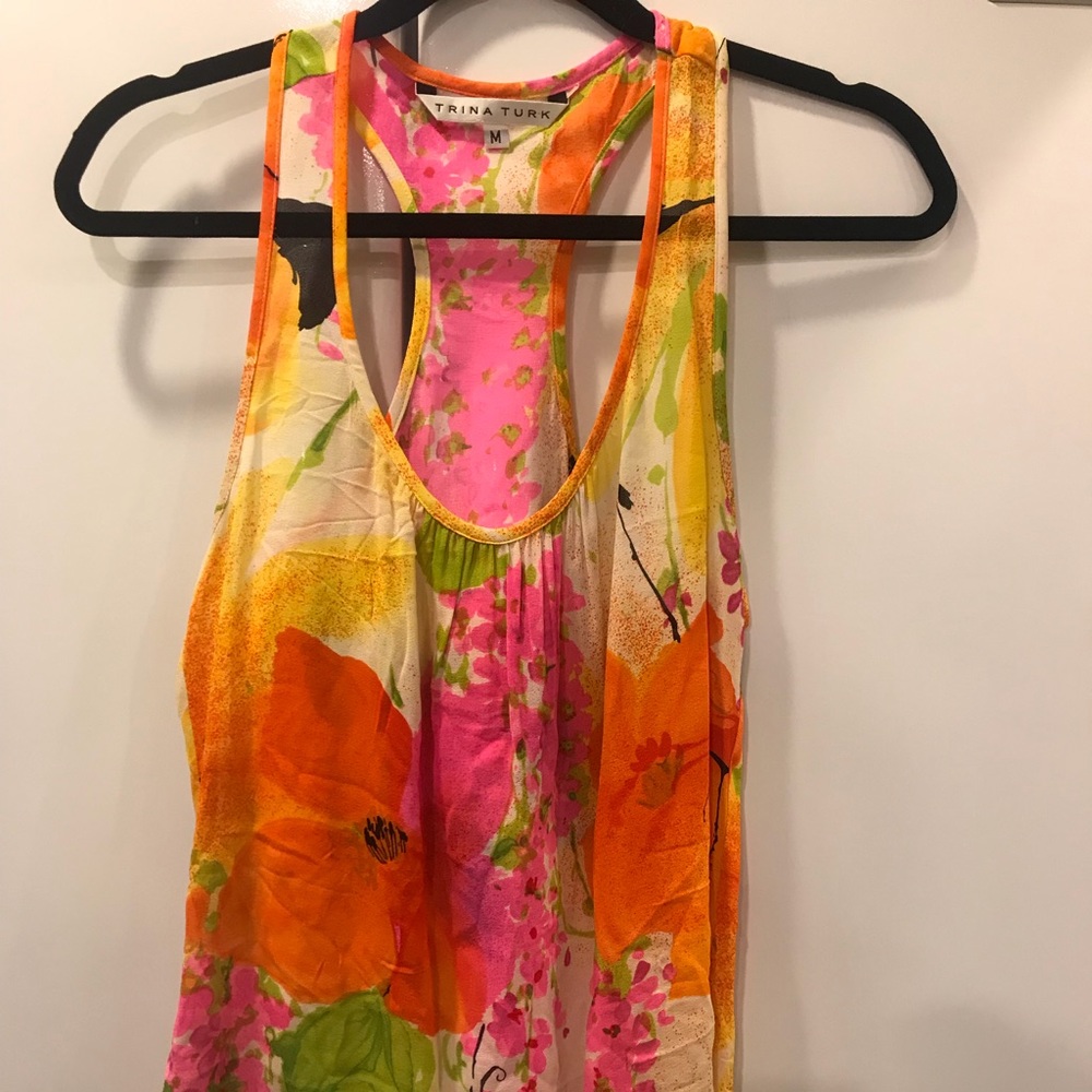 Floral Trina Turk racerback tank size Medium